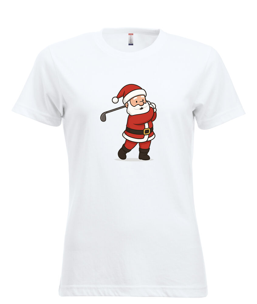 Tshirt Blanc Manches Courtes Femme Père-Noël Swing