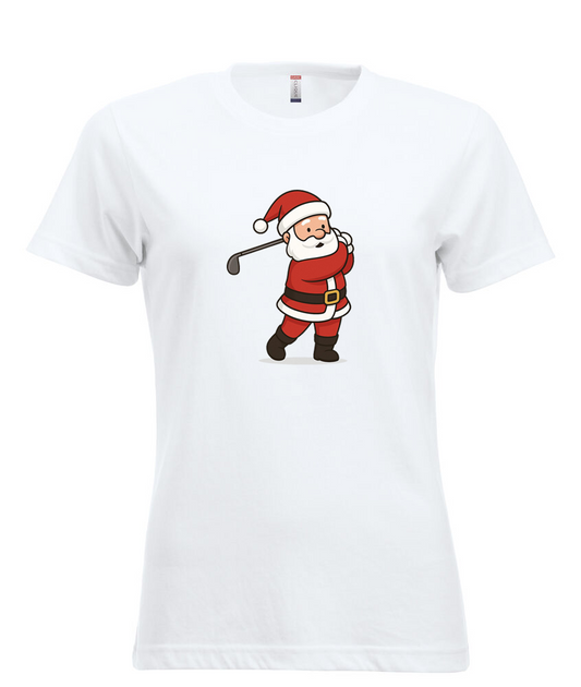 Tshirt Blanc Manches Courtes Femme Père-Noël Swing