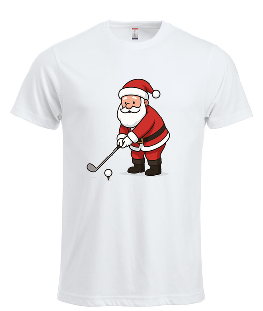 Tshirt Blanc Manches Courtes Homme Père-Noël Putt Golf