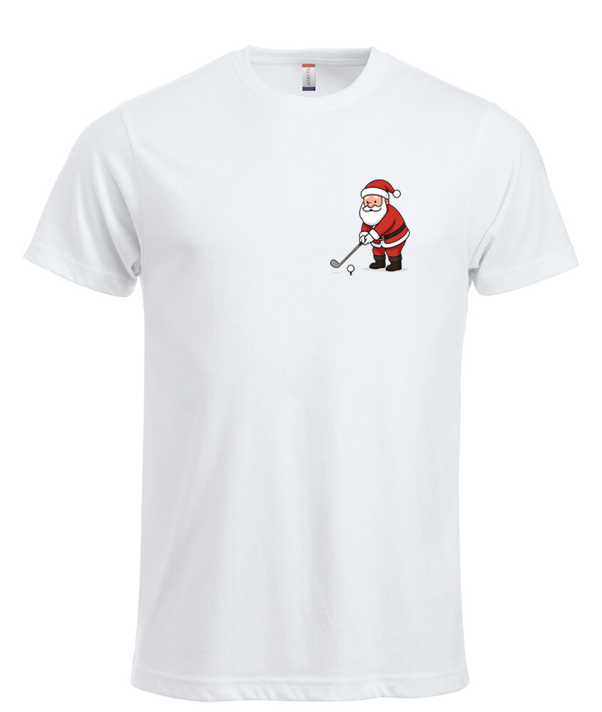Tshirt Blanc Manches Courtes Homme Père-Noël Putt Golf impression coeur