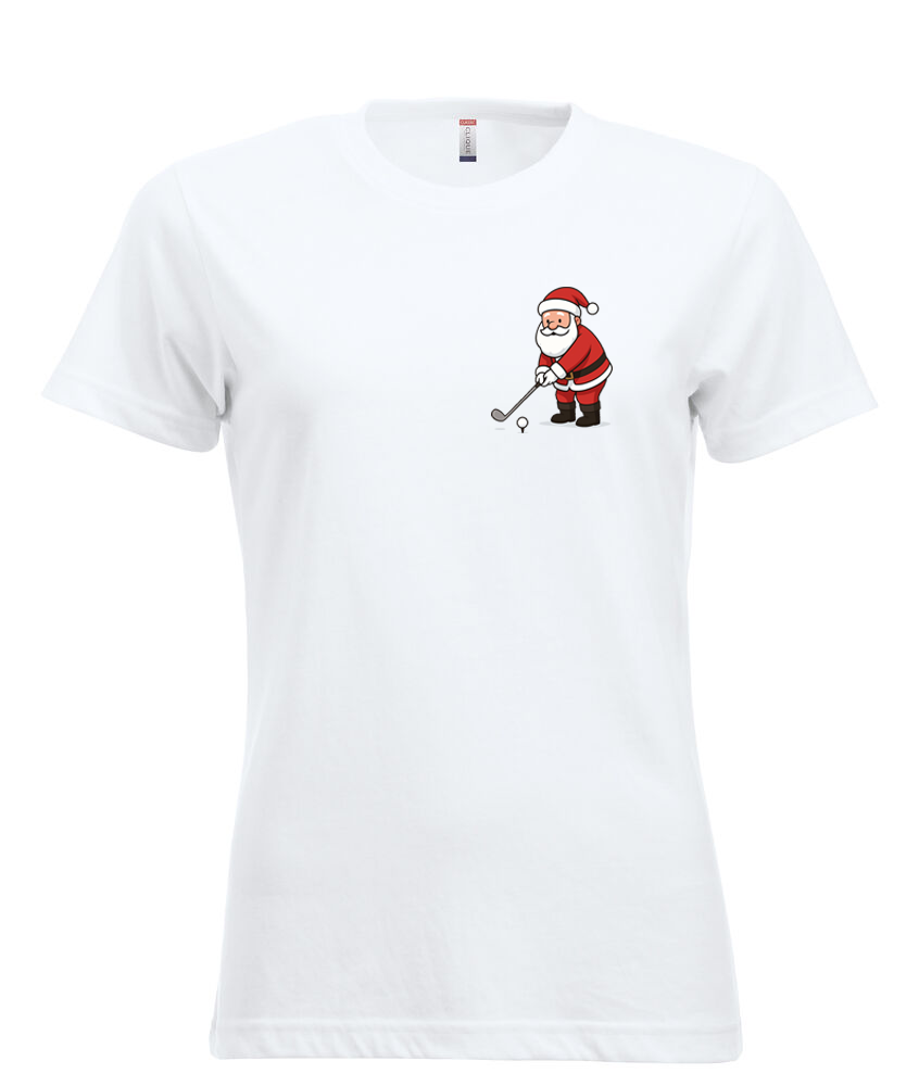 Tshirt Blanc Manches Courtes Homme Père-Noël Putt Golf impression coeur