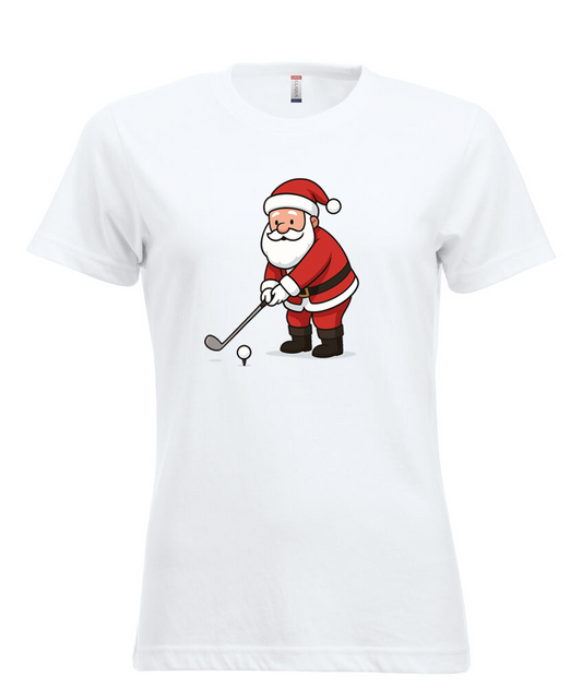 Tshirt Blanc Manches Courtes Femme Père-Noël Putt Golf